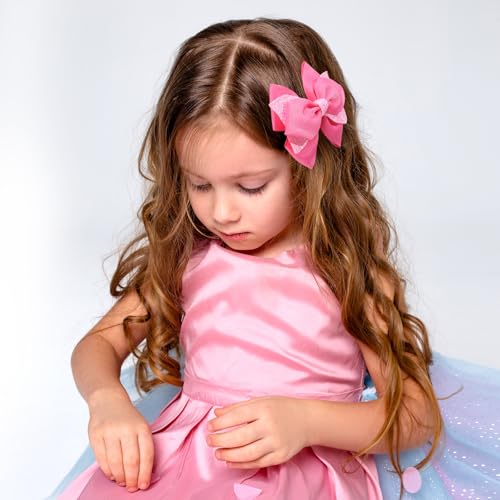 Pinzas moño brillantes para cabello 4 pulgadas rosa miniatura 2