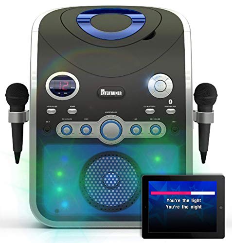 Máquina de karaoke Bluetooth CDG / MP3G / USB. Luces de discoteca incorporadas. 240 canciones. 2 micrófonos