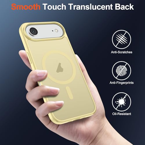 Image of SUPFINE Magnetic for iPhone Air Case (Compatible with MagSafe)(Military Grade Drop Protection) Slim Translucent Matte Shockproof with Anti-Fingerprint Phone Cover for 17 Air,Buttercream Yellow