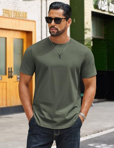 Image of COOFANDY Mens T-Shirts 100% Cotton Crewneck Short Sleeve Tees Casual Plain Shirts