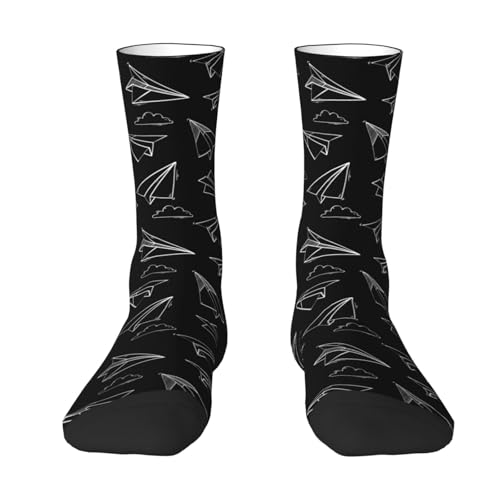 Paper Airplane Crew Socks For Men'S & Women'S Wicking Socks Creative Elastic Sports Sock