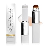 Color Changing Foundation Stick, Medium to Full Coverage Cream Stick Hydrating Makeup, Dual-Ended with Soft Brush for Flawless Look, Portable & Travel-Friendly (White)
