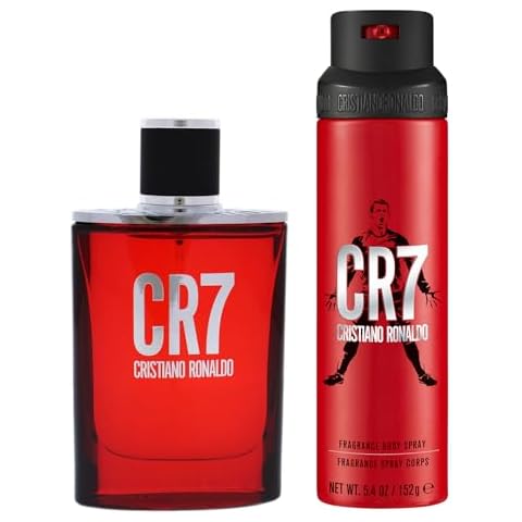 Cristiano Ronaldo CR7 EDT and Body Spray Mens Fragrance Set - Woody, Musky Long Lasting Scent with Lavender, Cardamom, Tobacco, and Cedar - 2 pc Cover