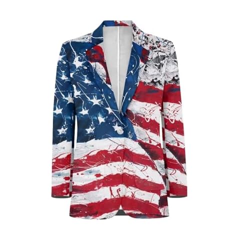 Binienty Men's Fluid American Flag Blazer Cover