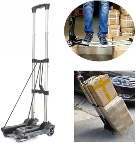 Portable Folding Hand Truck - Lightweight Telescopic Trolley Cart for Travel, Shopping, Moving & Luggage Transport - Compact Backpack & Grocery Carrier (Purple)