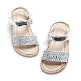 Toddler Girl Silver Sandals Size 8 - Little Girl Easter Summer Dress Shoes Lightweight Open Toe Beach Holiday