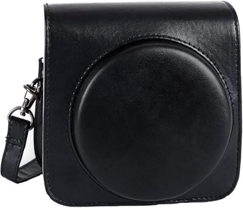 Protective Case for Fujifilm 𝐈𝐧𝐬𝐭𝐚𝐱 Square SQ6 Instant Camera, Blush Gold - Premium Vegan Leather Case with Detachable Strap (Black)