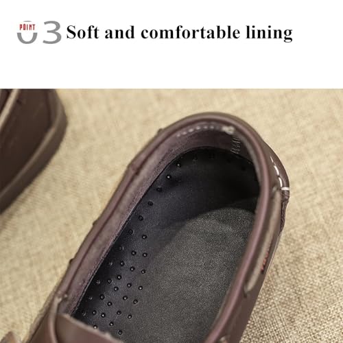 Mnplciea Men's Fashionable Walking Shoes, Boat Shoes, Non-Slip Loafers, Leather Shoes, Versatile Suitable for Walking, Sports, Work Outdoor Activities Camping.4