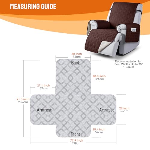 Image of VANSOFY 100% Waterproof Recliner Chair Covers, Recliner Cover Non-Slip Dog Chair Cover Furniture Protector Washable Slipcover with Pocket, Elastic Straps for Pets, Dogs(Coffee, 30 inch)
