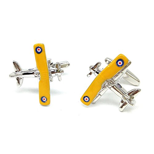 Mancuernillas Hombre Avión Biplano Amarillo X2AJ646 miniatura 1