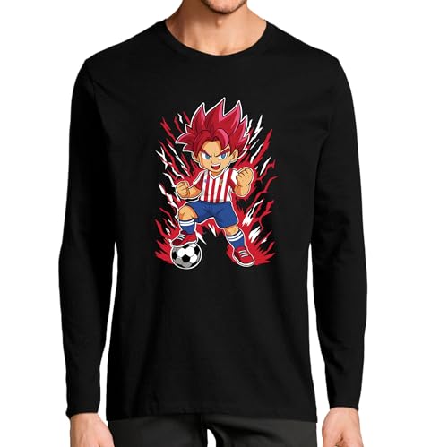 Camiseta de Manga Larga Goku Atlético de Madrid 25-26 (12- Camiseta Talla M)(Negra Manga Larga)