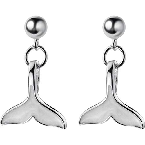 WOZUIMEI S925 Pendientes Estilo de Arte Coreano Pendientes de Cola de Sirena Temperamento...