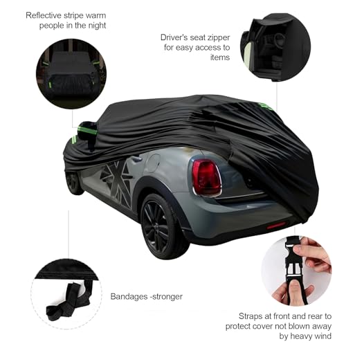 Image of Car Cover for Mini Cooper 2 Door, Waterproof Custom-fit All Weather Sun Rain UV Dust Snow Protection Windproof Outdoor Full Exterior Car Covers Black