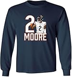 Long Sleeve DJ Moore 2 Chicago Shirt T-Shirt Mens Long Sleeve (Navy, Youth Medium)