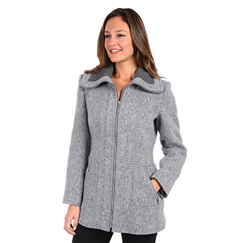 Fleet Street Ltd. Women's Full Zip Front Wool Blend Tweed Jacket2