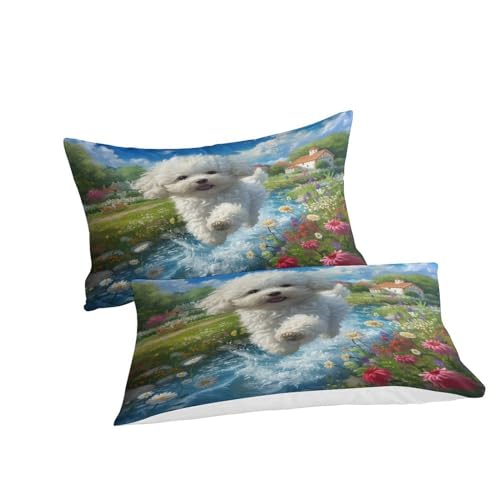 Parure de lit Cockapoo 3D en microfibre King 220x240cm avec 2 taies d'oreiller - 3