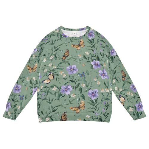 JUNZAN Cute Phlox Sage Green Little Girls Pullover Hoodie Fleece Sweatshirt With Hoodie Athletic 4T