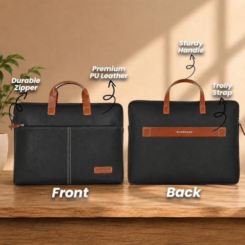 Image of Giftana 6 in 1 Laptop Bag with Personalized Diary and Pen, Keychain, Card Holder, Mobile Stand with Name, Customized Gift for Husband, Father, Employee Welcome Kit, Corporate Gift for Employees (Black)