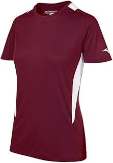 Mizuno Youth Softball Crew Neck Jersey, Cardinal-White, Large