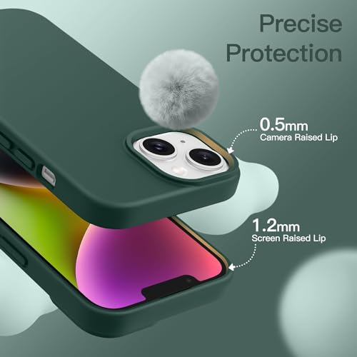 Image of SBMS Silicone Case for iPhone 14 6.1-Inch /iPhone 13 6.1-Inch, Silky-Soft Touch Full-Body Protective Phone Case, Shockproof Cover with Microfiber Lining (Dark Green)