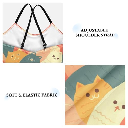 Cute Cat Cartoon Illustration Kids Girls 1-Piece Swimsuits Summer Swimwear Adjustable Shoulder Strap Quick Dry3
