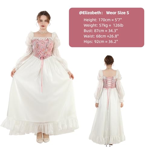 Image of NSPSTT Women Girls American Pioneer Colonial Dress Prairie Costume