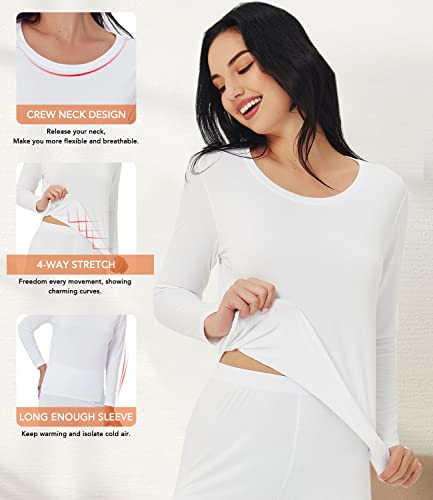 Image of JZCreater Women Thermal Underwear Set, Long Johns Base Layer Top & Bottom, Women Soft Pajama Set for Cold Weather