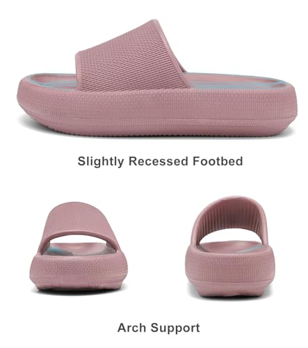 Image of Haifago Cloud Slide Sandals for Women Comfort Recovery Pillow Sandal, Lightweight House Bathroom Shower Slippers Adjustable Double Buckle Platform Slide