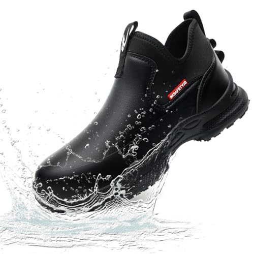 PJZHJ Non Slip Work Shoes Water & Oil Resistant Food Service Shoes Comfortable Slip-On Chef Footwear for Restaurant Hospital 926 Black 40