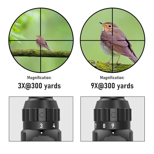 UUQ 3-9×40 Rifle Scope with Red/Green Illumination and Rangefinder Reticle-Includes Batteries,Fits 11mm Free Mounts,Waterproof and Fog-Proof
