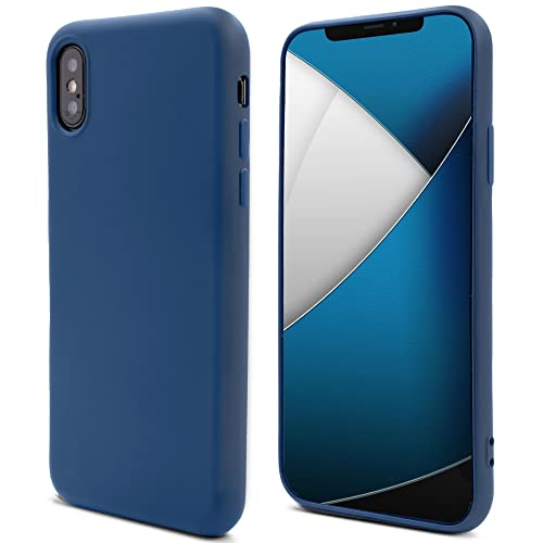 Lifestyle. Cover per iPhone X e XS - Custodia Liquido con Finitura Opaca e Fodera Morbida blu notte silicone microfibra