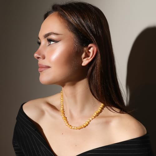 TheNaturalAmber Raw Baltic Amber Necklace – Handmade Cognac, Cherry, Lemon & Multi-Color Baroque Beads for Adults – Multiple Sizes & Clasp Options3