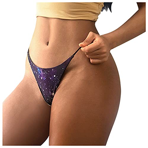 NUCCBBlY Panties for Women Lingerie Sexy Thong Panties Dot Print Erotic Panties Low-Rise Sexy G String Underwear Briefs Blue