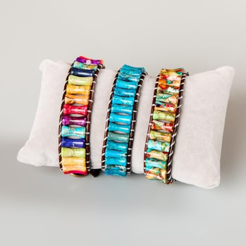 Image of YGLINE Boho Handmade Wrap Leather Tube Crystal Stone Bracelet for Women