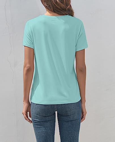 Image of KevaMolly Basic T Shirts for Women UPF 50+ Short Sleeve Casual Summer Tops Trendy Solid Loose Fit Crew Neck Tees Tshirt