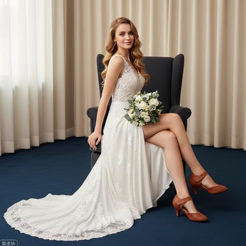 Image of Women's Comfortable Mary Jane Pumps Vintage Cutout Closed Toe Kitten Heels for Dressy Office Work