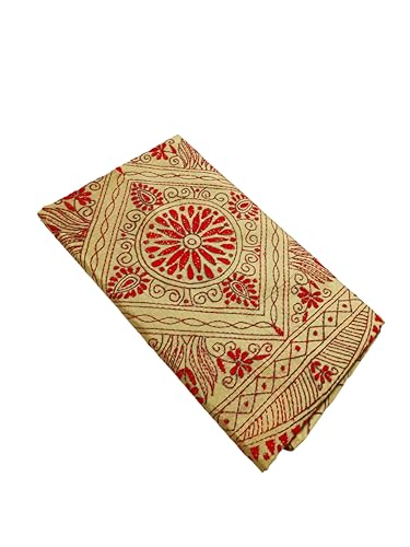 Image of SHRISTI CLOTHINGS Women's Hand Embroidered Cotton Silk Kantha Stitch Saree with Blouse Piece (J420724 SWD62)