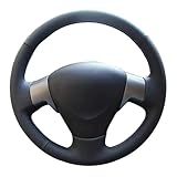 Volante Cubierta Para Toyota Para Corolla 2006-2010 Para Matrix 2009 Para Auris 2007-2009 Funda Volante Coche Cuero Artificial Negro Cosida A Mano Coche Protector Volante(Black Thread)
