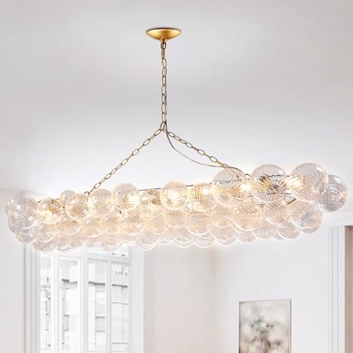 Nordic Bubble Ball Swirled Glass Chandelier, 62 inch Long Rectangular