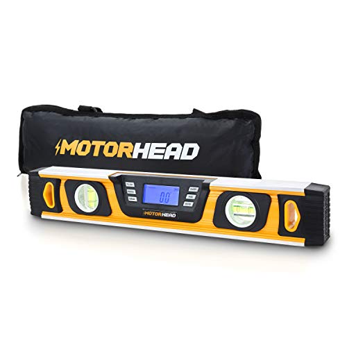 Image of MOTORHEAD 16-Inch 0 - 180 SMART DIGITAL Level, LCD Screen, Audible Alerts, Water, Dust & Shock Resistant, Magnetic Bottom, Includes Bag, High-Visibility, Solid-Milled Aluminum, USA-Based Support | Audible Alerts, Water Dust and Shock Resistant, High-Visibility, Solid-Milled Aluminum, Carrying Bag, Carpentry Masonry