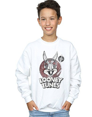 Absolute Cult Looney Tunes Boys Bugs Bunny Circle Logo Sweatshirt White 7-8 Years