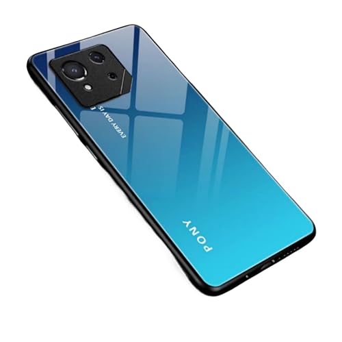 ROG Phone 9 向け ケース 背面ケース ガラスハードケース ストラップホール 衝撃吸収 薄 軽量 強化ガラス背面カバー ROG Phone 9 Pro用カバーROG9-JB-41231 (ブルー)