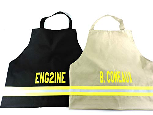 Firefighter Apron, Chef Cooking Apron, BBQ Apron, Regular or Large Apron, Option to Personalize, Bunker Gear Look