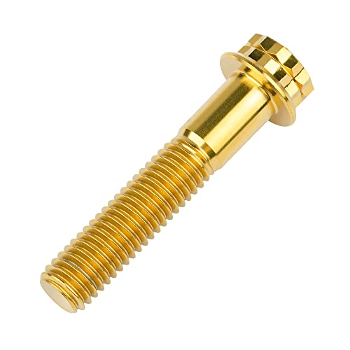 Image of Titanium Flange 12 Point Head M8 x15 20 25 30 35 40 45 50 55 60 65mm Screw Bolt Pack of 4 (M8x40mm, Gold)