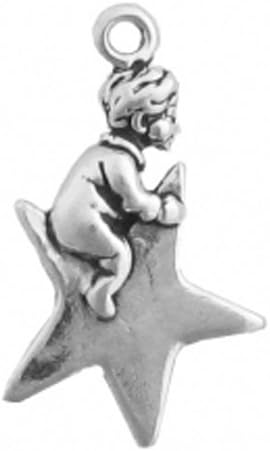 Sterling Silver Twinkle Twinkle Little Star Boy on Star Charm Item #3162, Plata esterlina, No es una piedra preciosa
