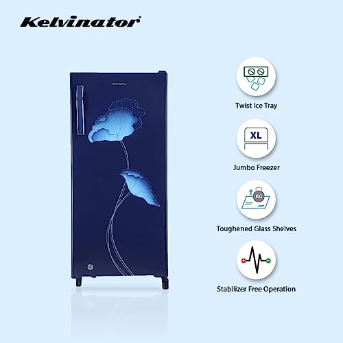 Image of Kelvinator 190 litres 2 Star Direct Cool Single Door Refrigerator (Dark Blue, KRD-B210DBG)