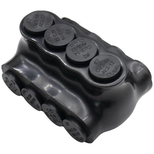 2-14 AWG Insulated 4 Port Inline Splice Connector Black Wire Connectors,Allen Hex 5/32" Insulated Cable Connectors Pre-Loaded Oxide Inhibitors,UL Listed(1pcs)