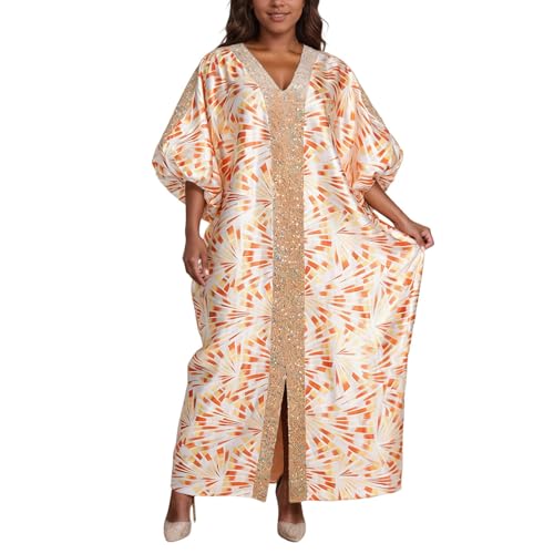 Robe Bubu africaine à sequins fente avant élégante longue fluide légère décontractée polyvalente tendance moderne parfaite confortable pour usage...