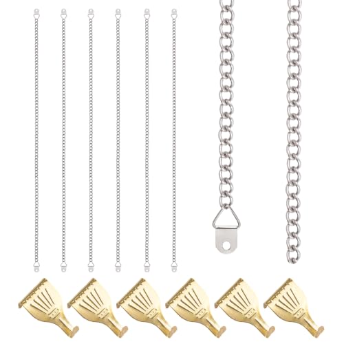 Image of Picture Hanging Kit, 6Pcs Iron Chains with Loops & 6Pcs Brass Plated Hooks Picture Display Accessories for Wall Pictures, Exhibition(Silver, 1M)