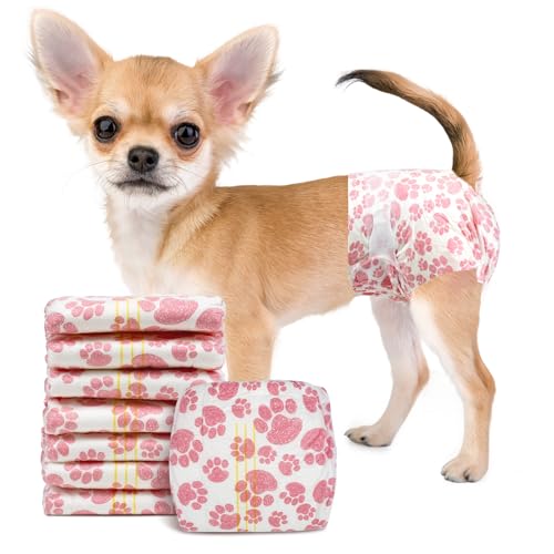Image of Dono Dog Diapers Female, Disposable Doggie Diapers, Super Absorbent Puppy Diapers with Adjustable Tail Hole, Wetness Indicator for Cats Doggy in Heat Period, XX-Small, 16 Count